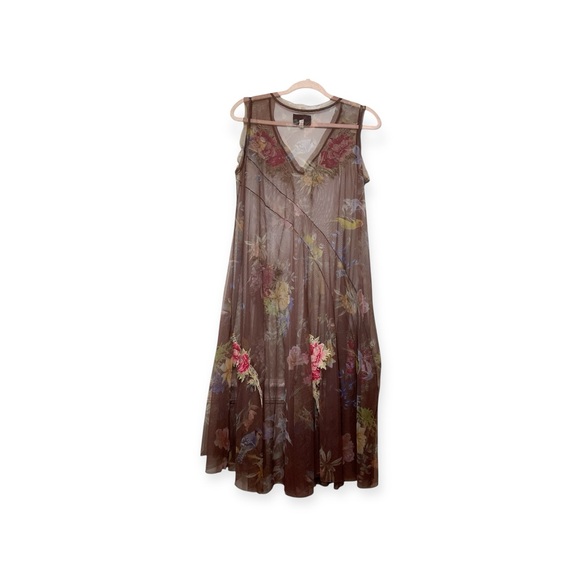 Women’s Johnny Was Biya sheer, embroidered, sleeveless mix dress, size large - Picture 2 of 3